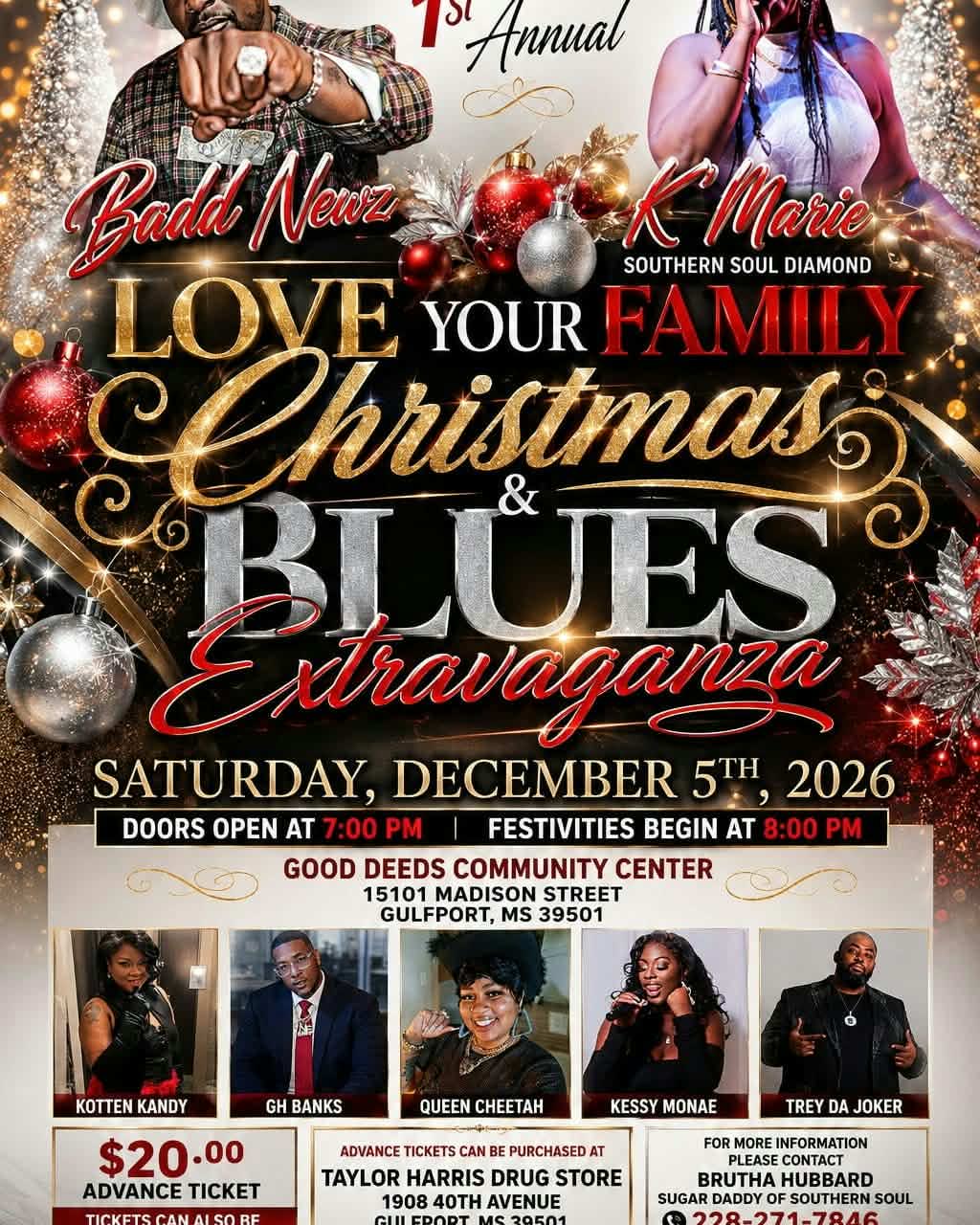 1st Annual Love Your Family Christmas & Blues Extravaganza flyer