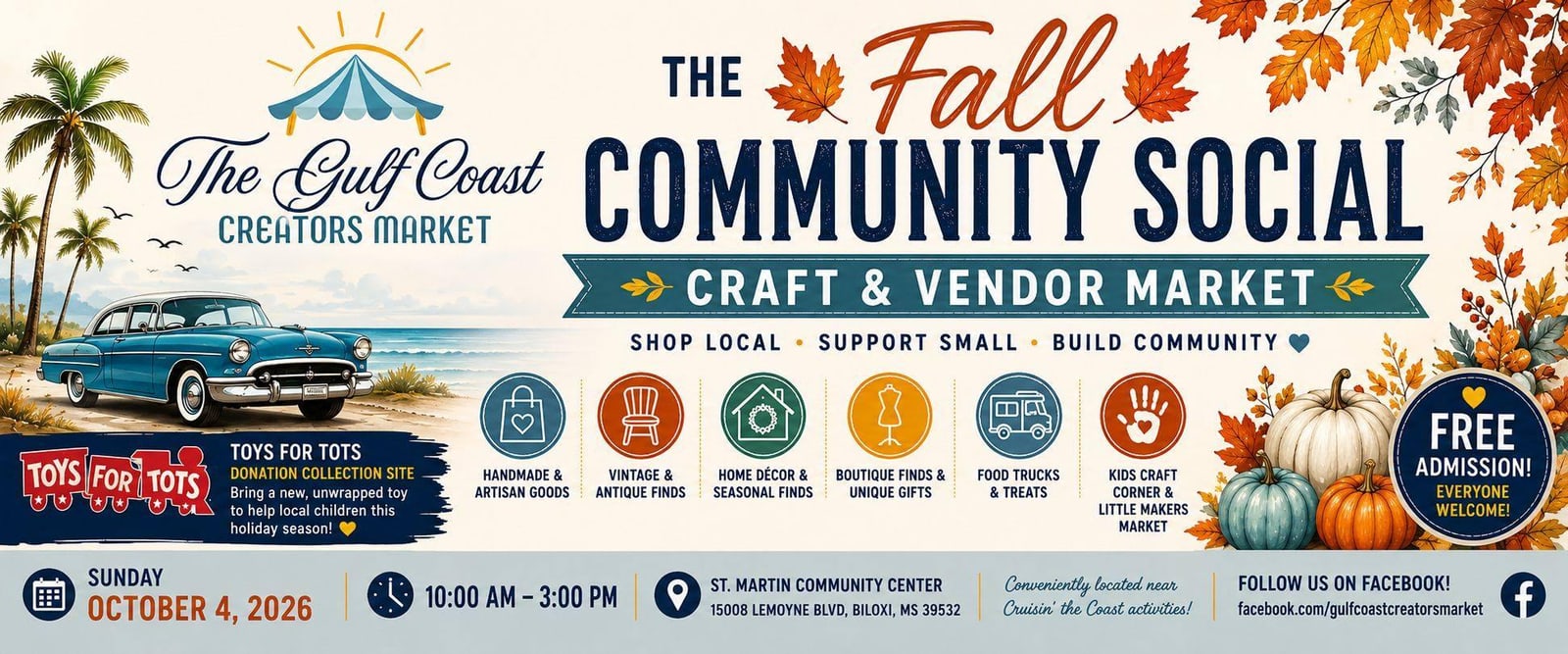 Fall Community Social: Craft & Vendor Market flyer