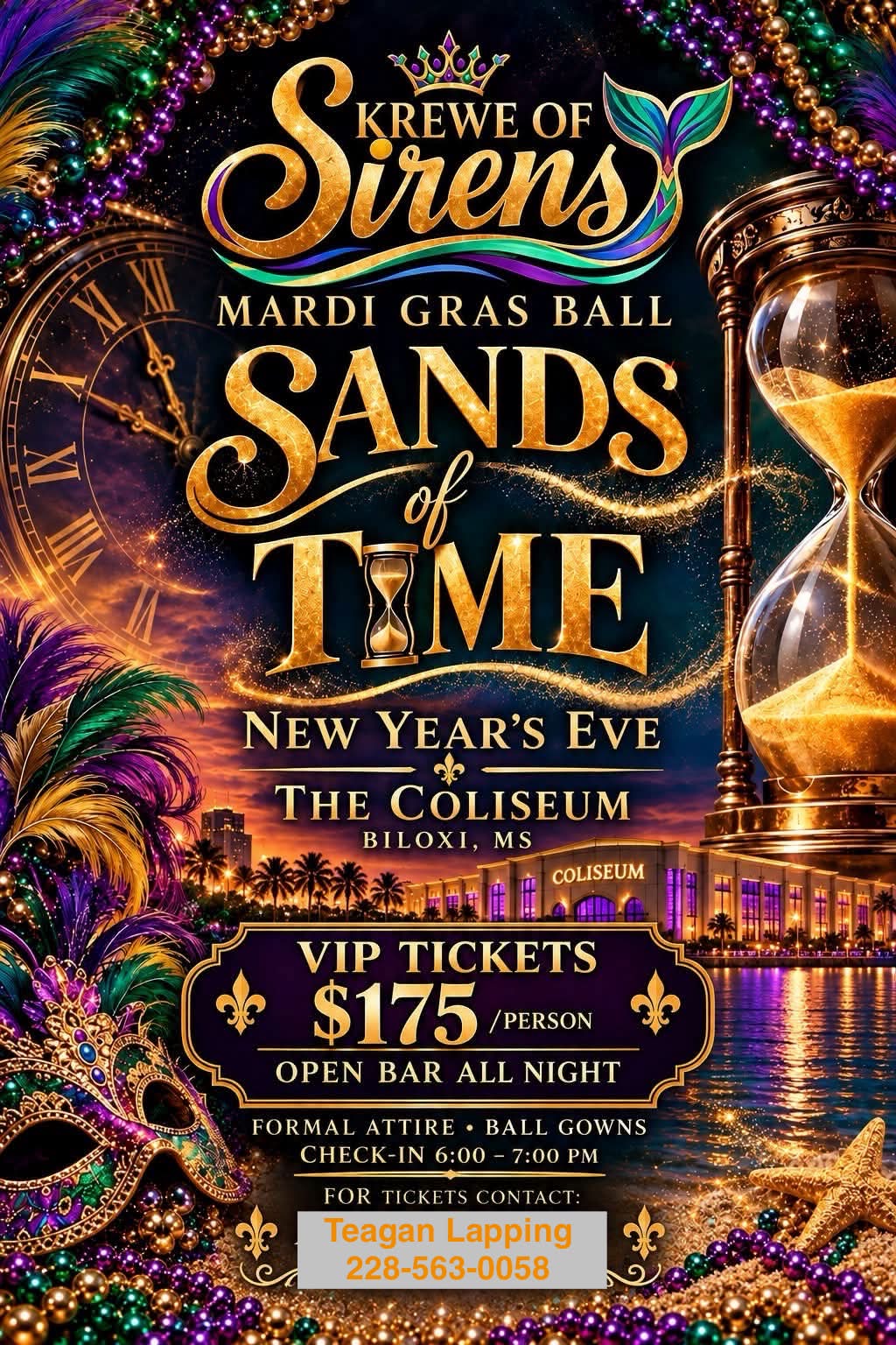 Krewe of Sirens Mardi Gras Ball: Sands of Time flyer