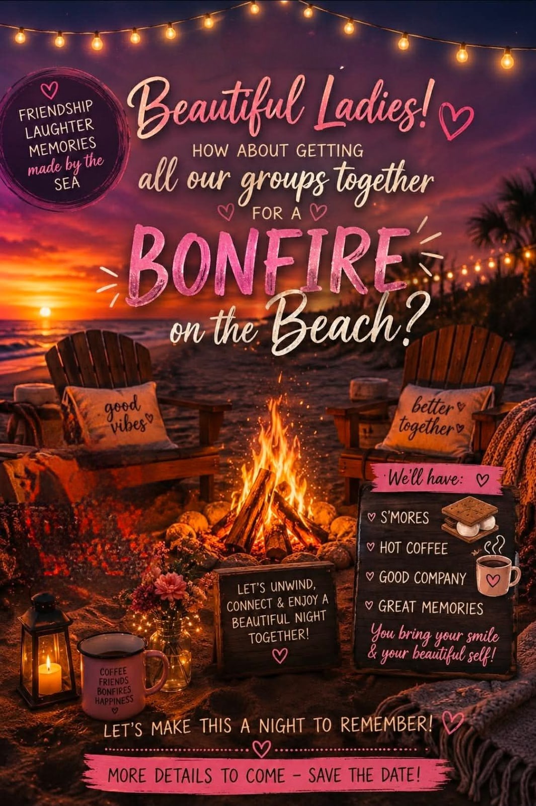 Ladies Beach Bonfire flyer