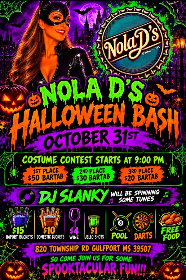 NOLA D's Halloween Bash flyer