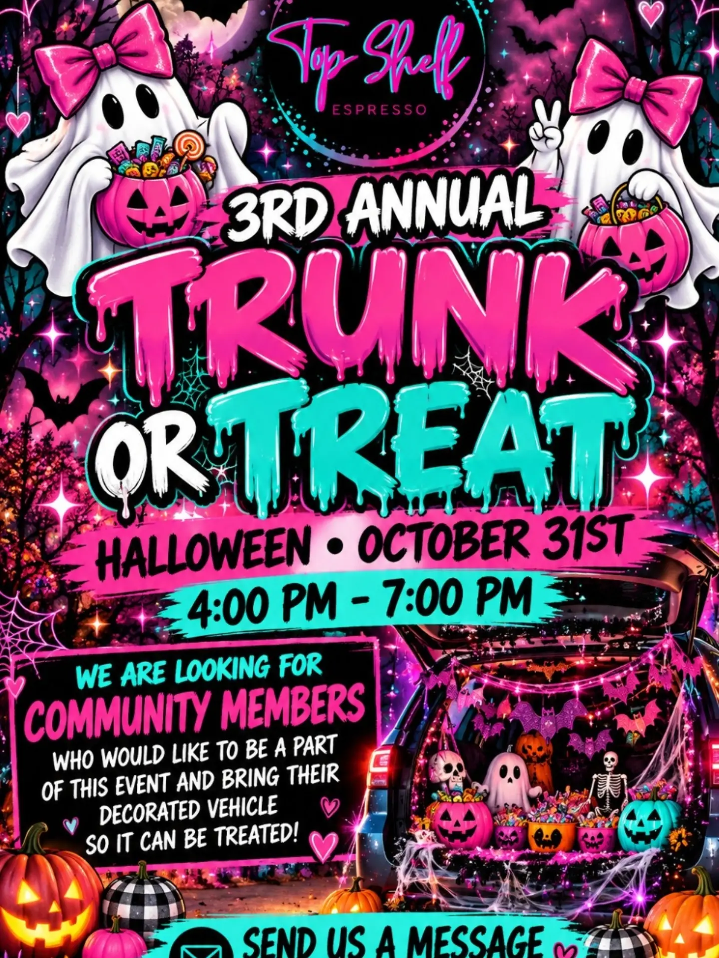 Top Shelf Espresso 3rd Annual Trunk or Treat flyer